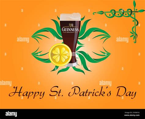 Colorful poster with a Guinness glass and a lime on it. The poster is ...