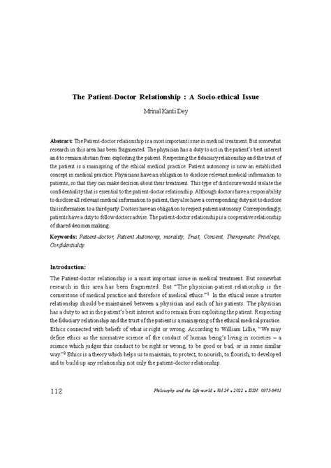 10.The Patient-Doctor Relationship A Socio-ethical Issue - The Patient ...