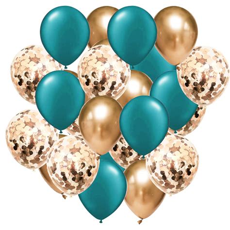 Buy Teal Gold Confetti Balloons for Teal Gold Birthday Party ...