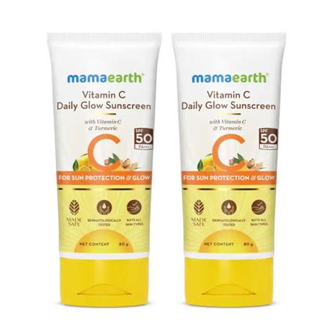 Mamaearth Vitamin C Daily Glow Sunscreen SPF 50 PA+++, No White Cast w ...