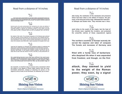 Shining sun Vision Eye Chart Near Vision Reading Test Plastic Quoted ...