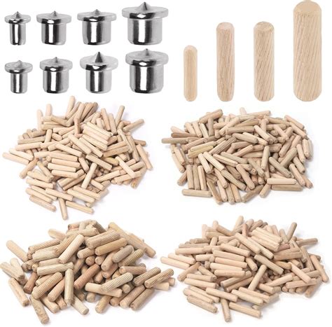 Swpeet 505Pcs 4 Sizes 1/4" 5/16" 3/8" 1/2" Wooden Dowel Pins Straight ...