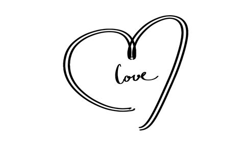 Love heart shape black dark color script calligraphy font text line ...