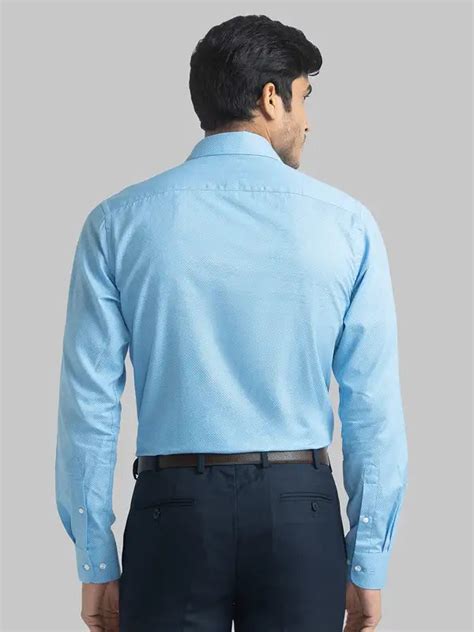 Men Blue Slim Fit Structure Cotton Full Sleeve Shirts – MyRaymond