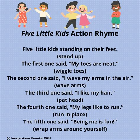 "Five Little Kids" Action Rhyme -Imaginations Running Wild-