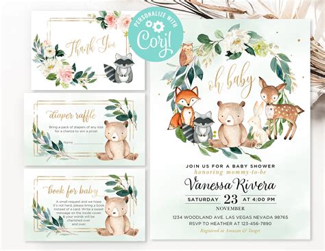 Woodland Baby Shower Invitations