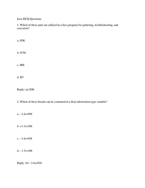 Java MCQ Questions with Answers part1 - Java MCQ Questions Which of ...