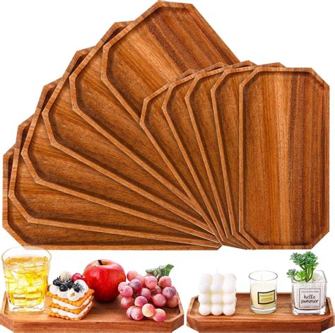 Amazon.com | Geetery 12 Pcs Wooden Serving Platter Acacia Wood Platters ...