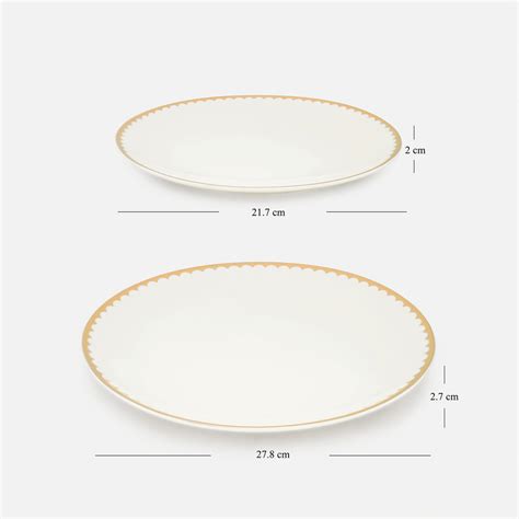 Shop Set of 20 Ivory Gold Scalloped Rim Ceramic Dinnerware - at Best ...