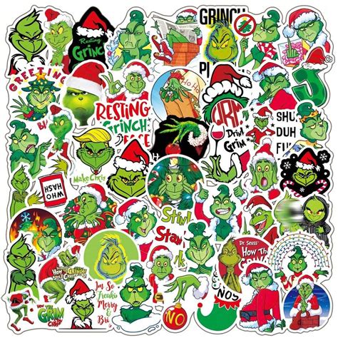 GRINCH 50pcs/Set Grinch Green Monster Cartoon Character Christmas ...