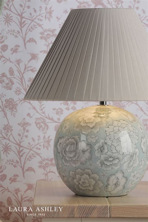 Laura Ashley Montford Table Lamp Blue Ceramic With Shade - Stillorgan Decor
