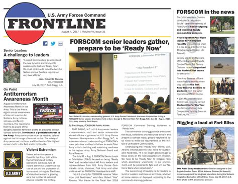 FORSCOM Frontline - Aug. 4, 2017 | Article | The United States Army