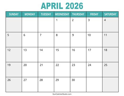 April 2026 Calendar (Free Printable) – Free Printables, Lettering, SVG ...