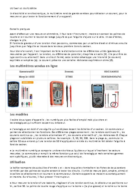 Image result for Comment Utiliser un Multimètre