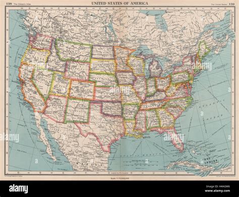 USA. United States of America. State map. BARTHOLOMEW 1944 old vintage ...