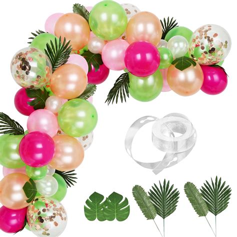 Buy Auihiay 83 Pieces Tropical Balloons Garland Kit DIY Luau Balloon ...