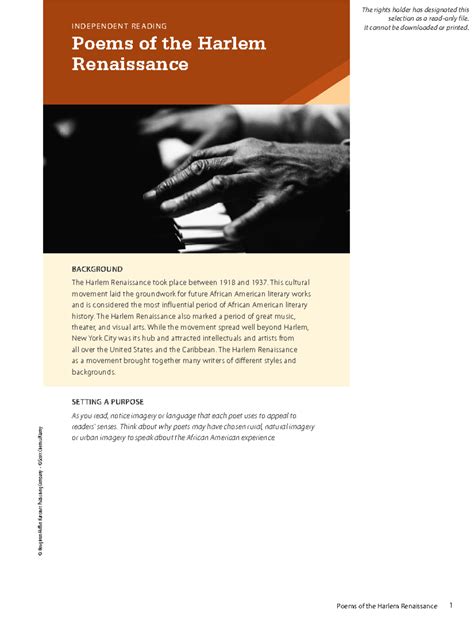 Chase Huff - harlem renaissance poems - INDEPENDENT READING © Houghton ...