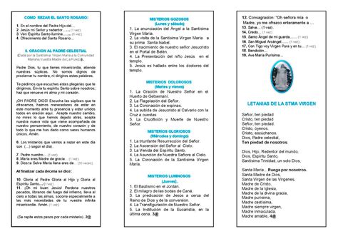 FOLLETO DEL SANTO ROSARIO Y LETANÍAS ~ GRACIAS MADRE CELESTIAL