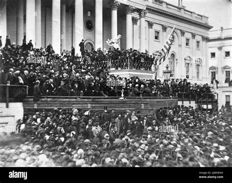 Abraham Lincoln delivering his second inaugural address as President of ...