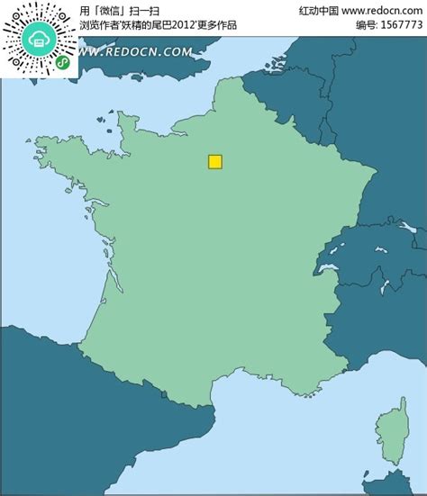 手绘法国地图上的巴黎EPS素材免费下载_红动网