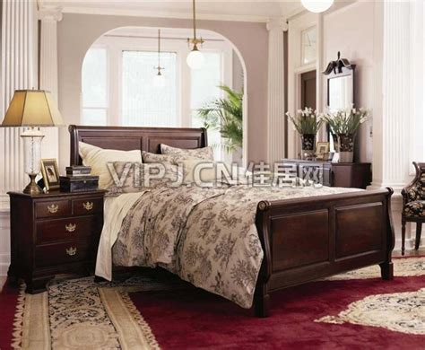 经典的卧室床 床头柜 台灯等家具3D模型-免费下载-百度网盘