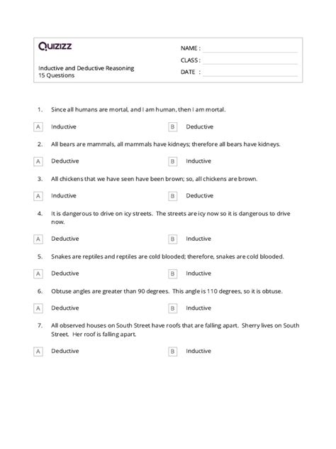 Image result for Inductive vs Deductive Reasoning Science MCQ
