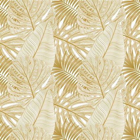 Gilded Greenery Tropical Leafy Splendor Wallpaper for Rooms | Life n Colors