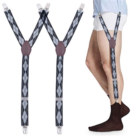 GUSTAVE ® Y-Style Garters Shirt Stays, Suspenders For Men with Non-Slip ...