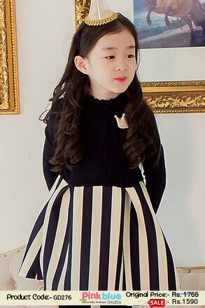 Latest Designer White and Black Party Dress for Girls in India