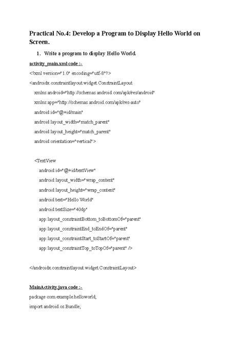 Developing 'Hello World' Program Outputs - Practical Code Guide - Studocu