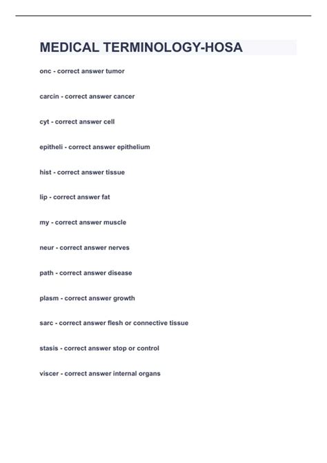 MEDICAL TERMINOLOGY-HOSA|UPDATED&VERIFIED|100% SOLVED|GUARANTEED ...