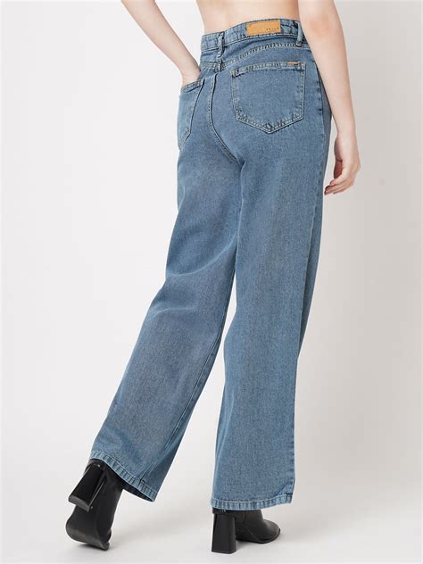 Buy Women Light Blue High-Rise Wide Leg Jeans | Kraus Jeans