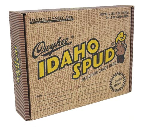 Idaho Spud Candy Bars 24CT Mailer that Resembles a Box of Potato's