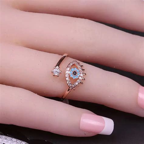 Cute Evil Eye Adjustable Ring - Rose Gold | Salty – Salty Accessories