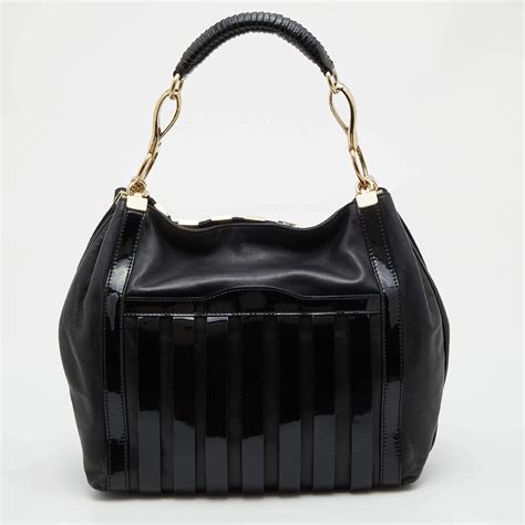 Versace Black Patent and Leather Hobo For Sale at 1stDibs