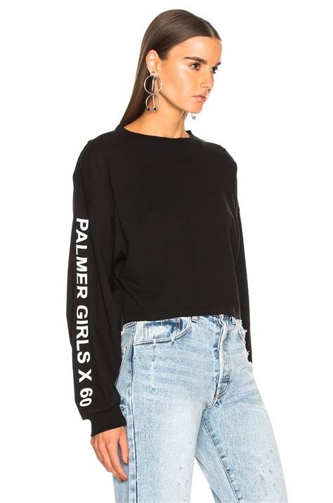 Palmer Girls x Miss Sixty Long Sleeve Crop Tee in Black | FWRD