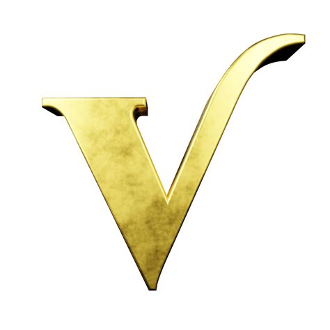 gold text effect letter V. 3d render 16325630 PNG