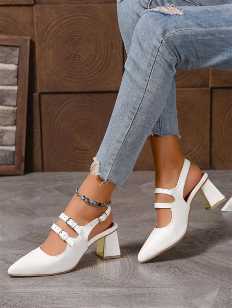 Women French Mary Jane Strap Sandals, New 2025 High Heel Square Toe ...