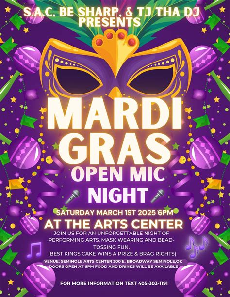 ? Mardi Gras? Open Mic Night and King Cake Contest at the Arts Center ...