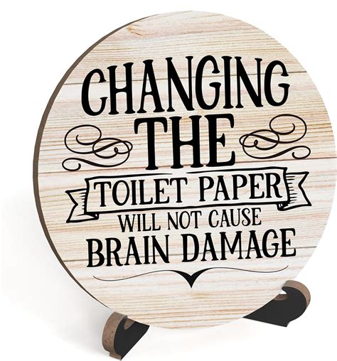 Amazon.com: Rustic Bathroom Decor - Funny Round Sign With Stand for ...