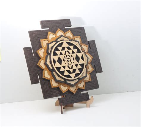 Buy Sri Yantra Wooden Art Living Room Gift Shree Yantra Wall Art ...