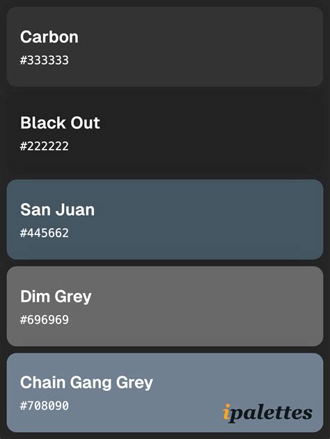 Obsidian Color Palette and colors #333333 #222222 #445662 #696969 ...