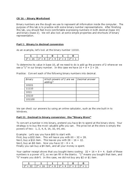 Image result for Multipling Binary Worksheet