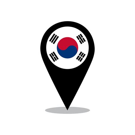 South korea country flag vector with location pin design 15533750 Vector Art at Vecteezy