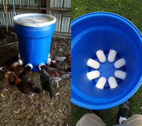 Make your own - No waste - 5 gallon (25# feed) bucket feeder for about ...