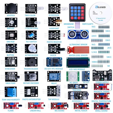 ELEGOO Upgraded 37 in 1 Sensor Modules Kit with Tutorial Compatible ...