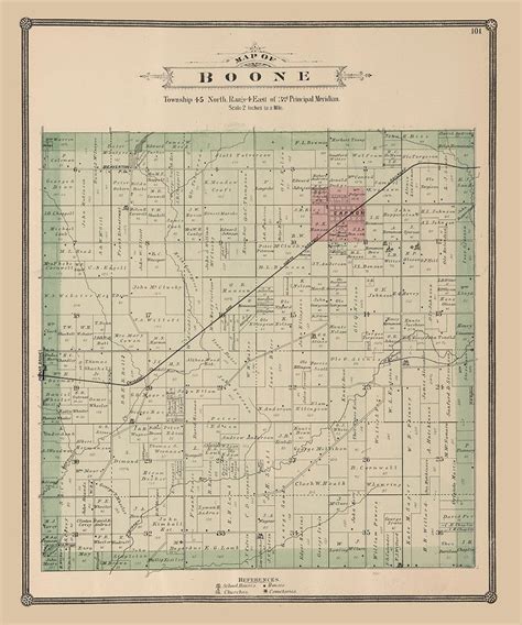 1886 Map of Boone Township Boone County Illinois - Etsy
