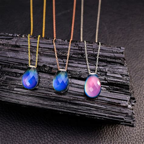Feeling Necklace, Silver Changing Color Mood Stone Necklace, Mood ...