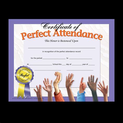 Printable Perfect Attendance Award Certificate Template