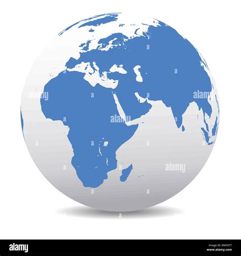 Africa, Middle East, Arabia and India Global World, Vector Map Icon of the world in Globe form ...